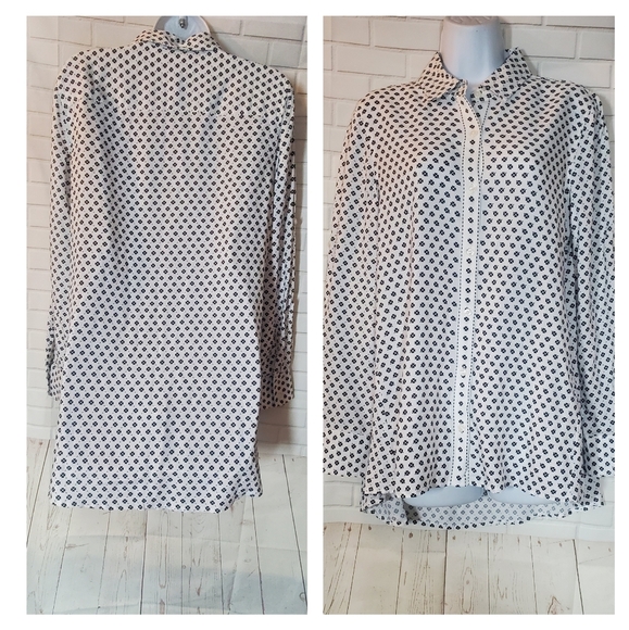 Max Studio 4 Leaf Clover Blouse Button Down Shirt - Picture 1 of 8